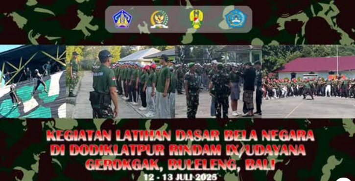 Latihan Dasar Bela Negara Siswa SMK Negeri 1 Bangli di Dodiklatpur Rindam IX Udayana Grokgak Buleleng Bali